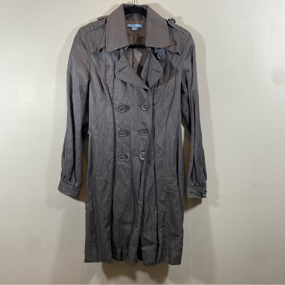 Baia Linen Gray Trench Coat Size XS